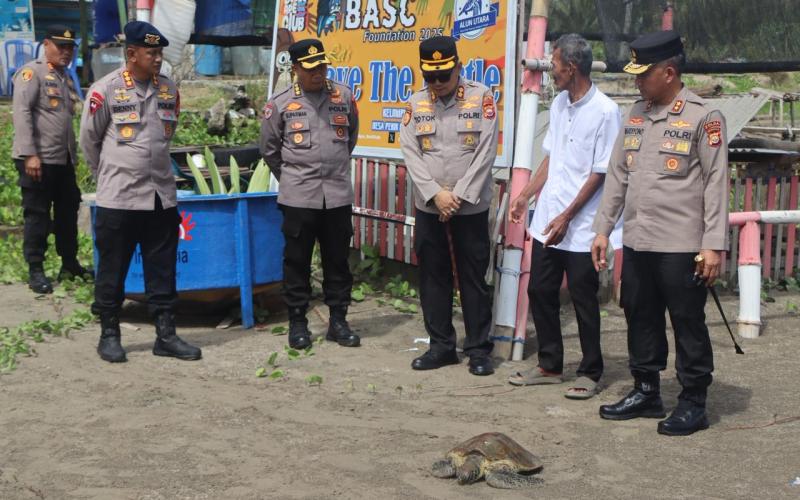 Kapolda Bengkulu Tinjau Konservasi Rumah Penyu di Bengkulu Tengah