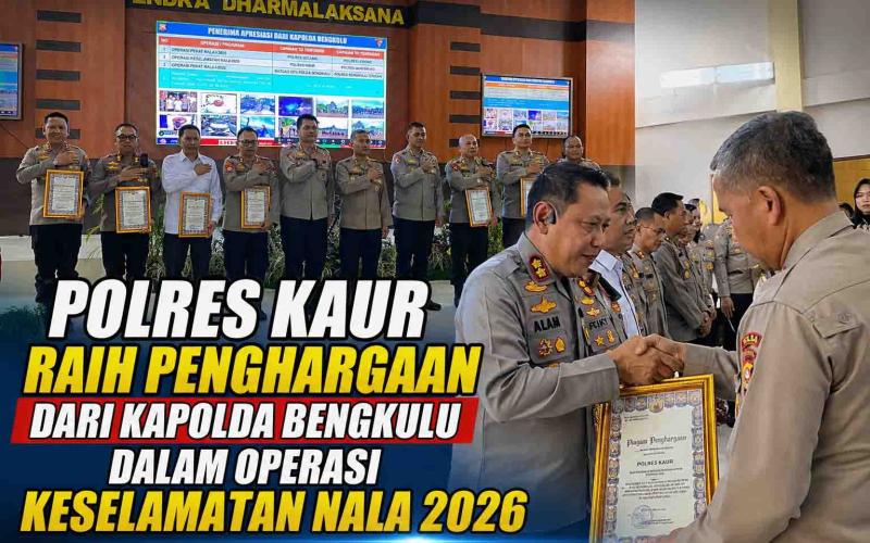 Polres Kaur Raih Penghargaan dari Kapolda Bengkulu dalam Operasi Keselamatan Nala 2026