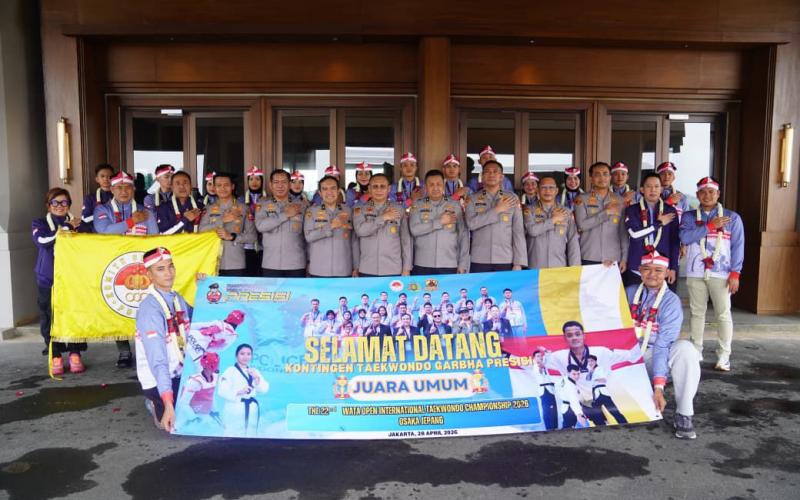 As SDM Kapolri Sambut Kepulangan Kontingen Taekwondo Garbha Presisi Peraih Juara Umum WATA Championship 2026