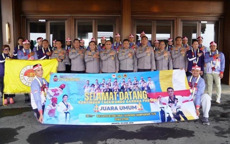 As SDM Kapolri Sambut Kontingen Taekwondo Polri Juara Umum WATA Championship di Soetta