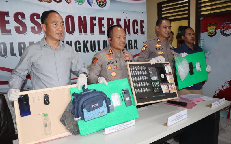 Polres Bengkulu Utara Gelar Press Release Pengungkapan Kasus Narkoba