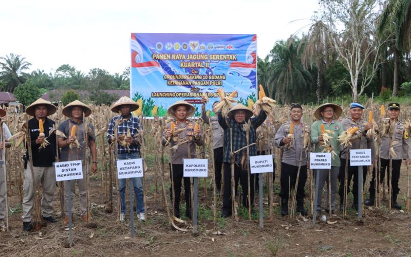 Polres Mukomuko melaksanakan kegiatan Panen Raya Jagung Serentak Kuartal II 