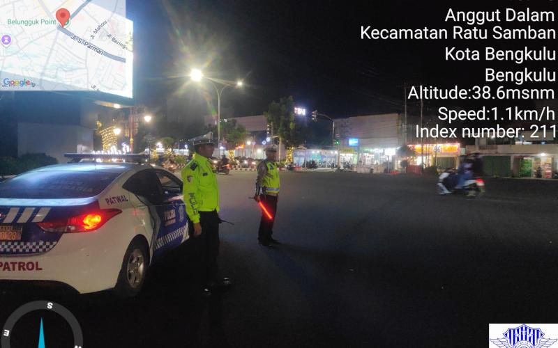 Satlantas Polresta Bengkulu Gelar Patroli Blue Light, Jaga Kelancaran Arus Lalu Lintas dan Antisipasi Gangguan Kamtibmas