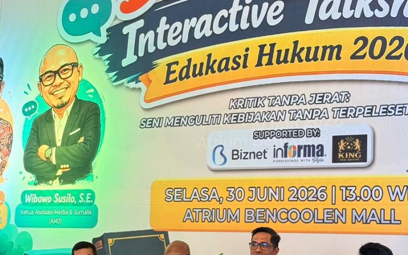 Asosiasi Media dan Jurnalis (AMJ) bersama Azwira dan Polresta Bengkulu menggelar Diskusi Publik dan Interactive Talkshow Edukasi Hukum 2026 