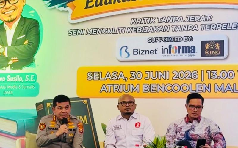 Kapolresta Bengkulu Kombes Pol Rahmad Hidayat, S.S., M.H.  menjadi narasumber dalam Diskusi Publik dan Interactive Talkshow Edukasi Hukum 2026 