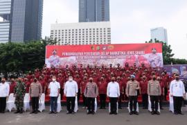 Kapolri hadiri acara pengungkapan jaringan narkoba internasional yang dilakukan oleh Polda Metro Jaya dan Polres Metro Jakarta Pusat dengan barang bukti 1,129 ton sabu.