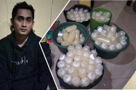 Terduga pelaku bersama barang bukti