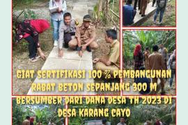Bhabinkamtibmas Polsek Pino, Hadiri Sertifikasi  Pembangunan Rabat Beton Desa Karang Cayo