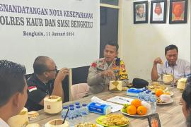 Perkuat Sinergi Pemilu Damai, Kapolres Kaur Kunjungi Kantor SMSI Bengkulu
