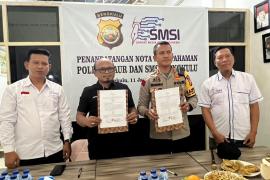 Tangkal Hoaks dan Sukseskan Pemilu Damai, Polres Kaur MoU dengan SMSI Bengkulu