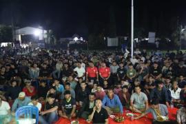 Nobar Semifinal Timnas Indonesia U-23, Kapolres dan Bupati Bengkulu Utara Berbaur dengan Masyarakat