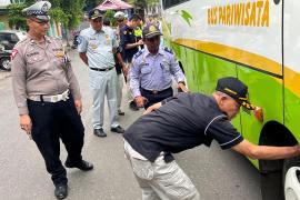 Jasa Raharja Bengkulu Ikut Serta Dalam Kegiatan Ramp Check  dan Pengawasan Bus Angkutan Umum di Lokasi Obyek Wisata