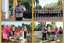 Sambut HUT Bhayangkara ke-78, Polres BU Laksanakan Giat Tabur Bunga ke Taman Makam Pahlawan Ratu Samban 