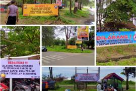 Satbinmas Polresta Bengkulu Pasang Spanduk Larangan Berenang di Pantai Panjang dan Pantai Berkas