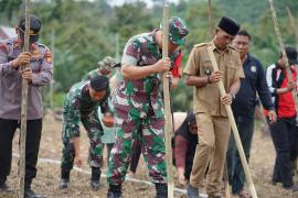 Sukseskan Program Unggulan KASAD, Dansatgas TMMD Ke-124 Kodim 0408/BS Tanam Jagung Bersama