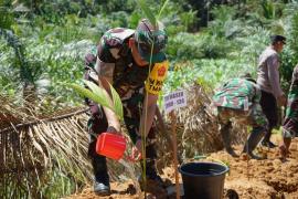 Tim Wasev TMMD ke-124 Kodim 0408/BS Tanam Pohon Bersama