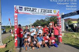 Personel Batalyon C Pelopor Ikuti Lomba Fun Run HUT RI ke-80 di Kecamatan Ketahun
