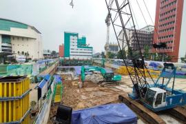 Progress pembangunan pondasi bangunan RS Harapan Kita - Tokushukai