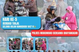 Polres Mukomuko Bersama Bhayangkari Berbagi Berkah Puasa ke-5 Ramadhan, Bagikan Lebih dari 100 Takjil