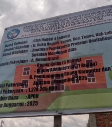 Proyek Revitalisasi SMAN 4 Lebong 